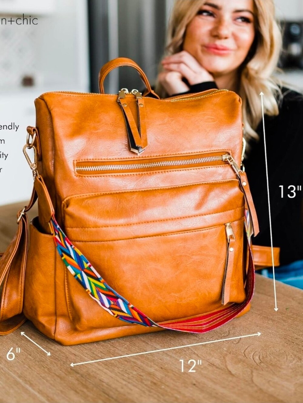 Faux Carmel Leather Convertible Backpack Purse - So Soft and Versatile Unisex - Picture 2 of 12